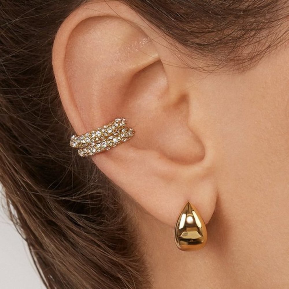 Glam Time Gold Rhinestone Ear Cuff Set - Picture 2 of 5
